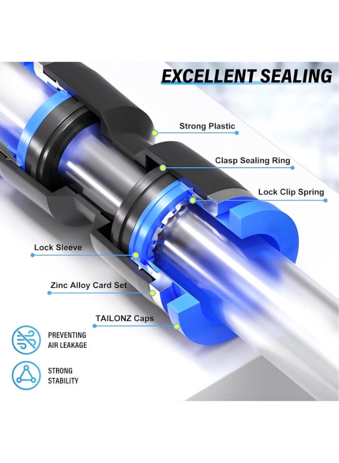 Pneumatic Blue Tee 3 Ways Tube Push to Connect Tube Quick Fittings Push Lock (Pack of 10) - Image 3